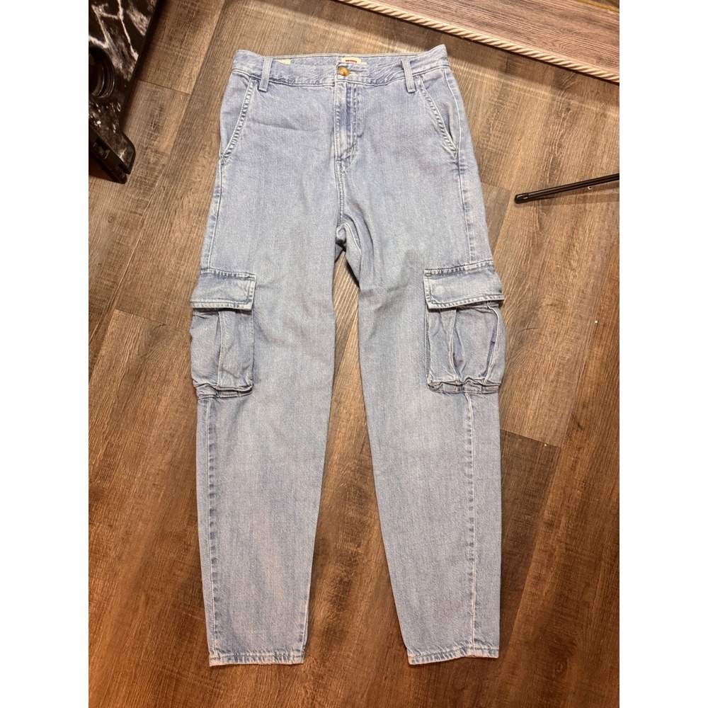 Levis Premium Cargo Jeans Light Wash High Rise Tapered Leg Denim W24 L28